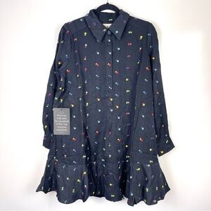 Tuckernuck Callahan Floral Embroidered Shirt Dress Long Sleeve Women's Small NWT